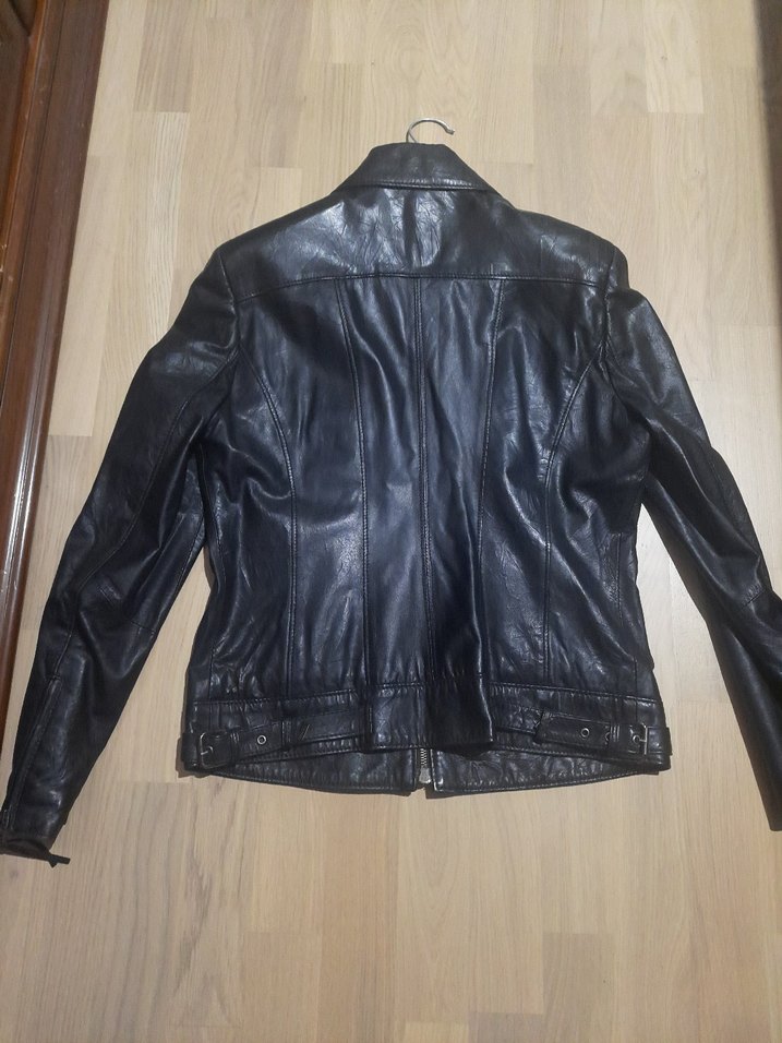 Siyah Deri Biker Ceket Kadın - Görsel 2