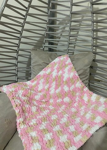 Çocuk Örgü Battaniye, Pembe Pastel Tie-Dye - Görsel 2