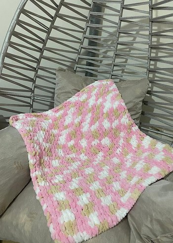 Çocuk Örgü Battaniye, Pembe Pastel Tie-Dye - Görsel 3