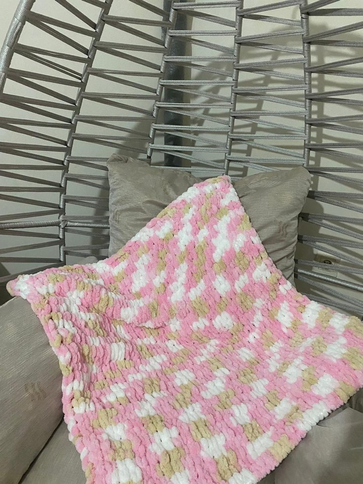 Çocuk Örgü Battaniye, Pembe Pastel Tie-Dye - Görsel 2