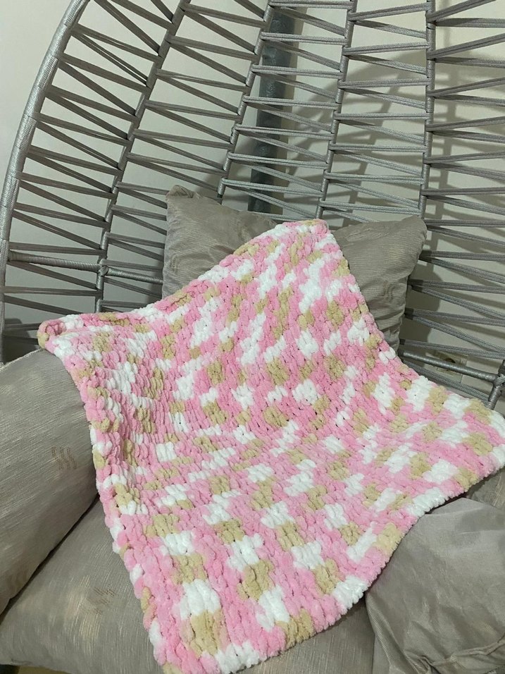 Çocuk Örgü Battaniye, Pembe Pastel Tie-Dye - Görsel 3