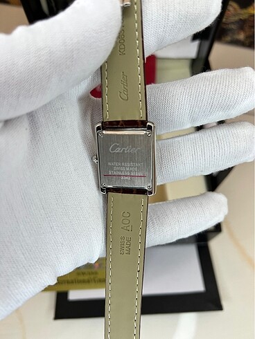 Beden Cartier Tank Kahverengi kordon kadın saati