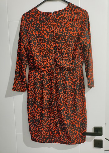 Leopar Desenli Kırmızı Kısa Elbise - Görsel 2