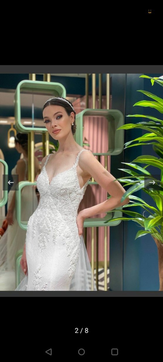 Aysira dantelli taşlı balık model gelinlik - Görsel 2