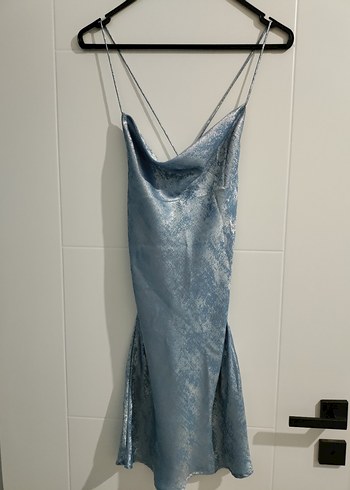 Zara Folyo Mavi Parlak Elbise - Görsel 3