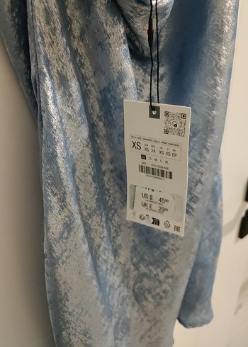 Zara Folyo Mavi Parlak Elbise - Görsel 5