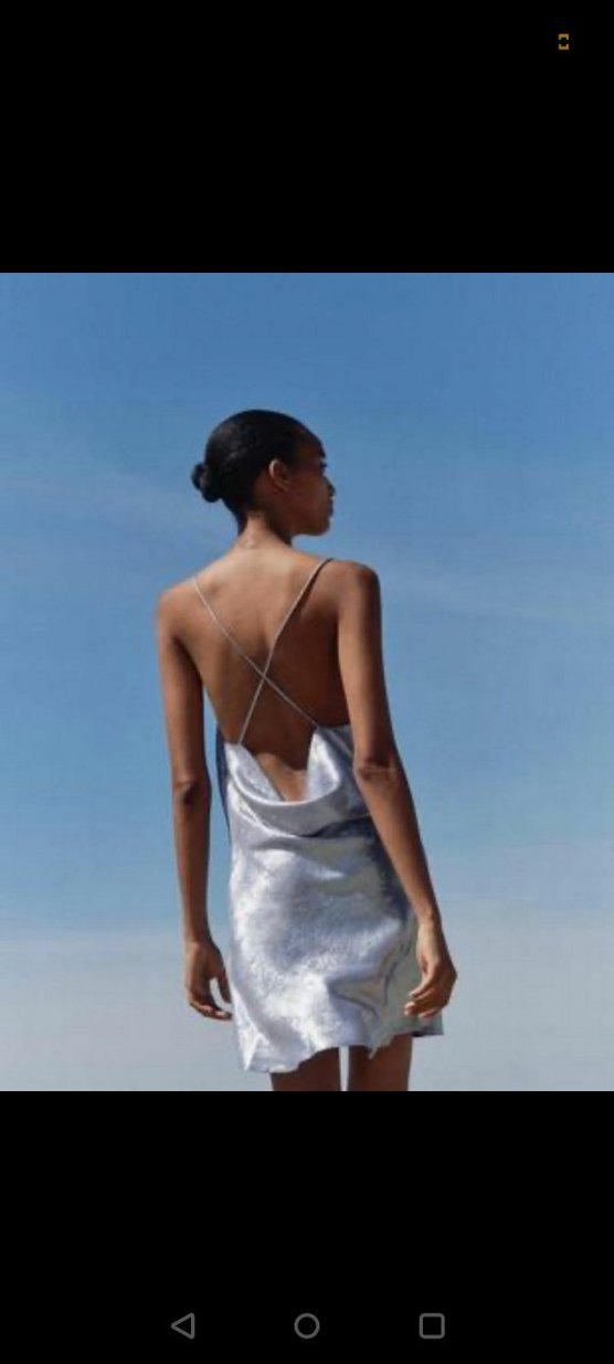 Zara Folyo Mavi Parlak Elbise - Görsel 2