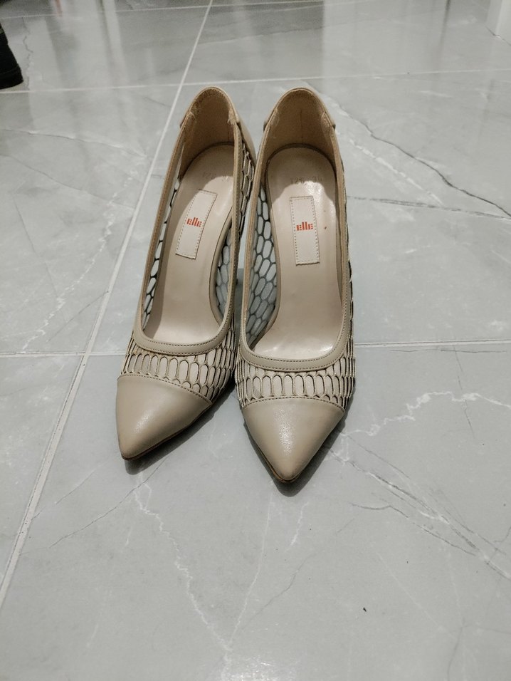 Bej Detaylı İnce Topuklu Kadın Stiletto - Görsel 2