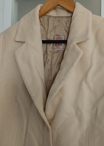 krem rengi bohem vintage Düğmeli Midi Kadın Kaban - Görsel 2