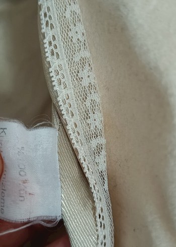 krem rengi bohem vintage Düğmeli Midi Kadın Kaban - Görsel 5