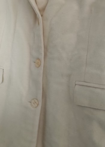 krem rengi bohem vintage Düğmeli Midi Kadın Kaban - Görsel 3