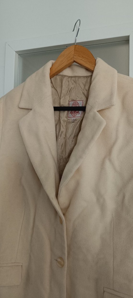 krem rengi bohem vintage Düğmeli Midi Kadın Kaban - Görsel 2