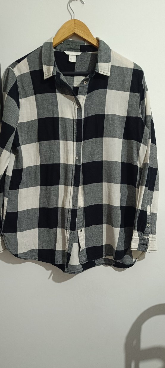 Kadın  38 beden h&m Gri Kareli Uzun Kollu Gömlek - Görsel 2