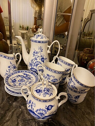  Beden mavi Renk Antika soğan desen çay fincanı takımı