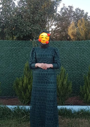 Yeşil Yılan Desenli Uzun abiye elbise