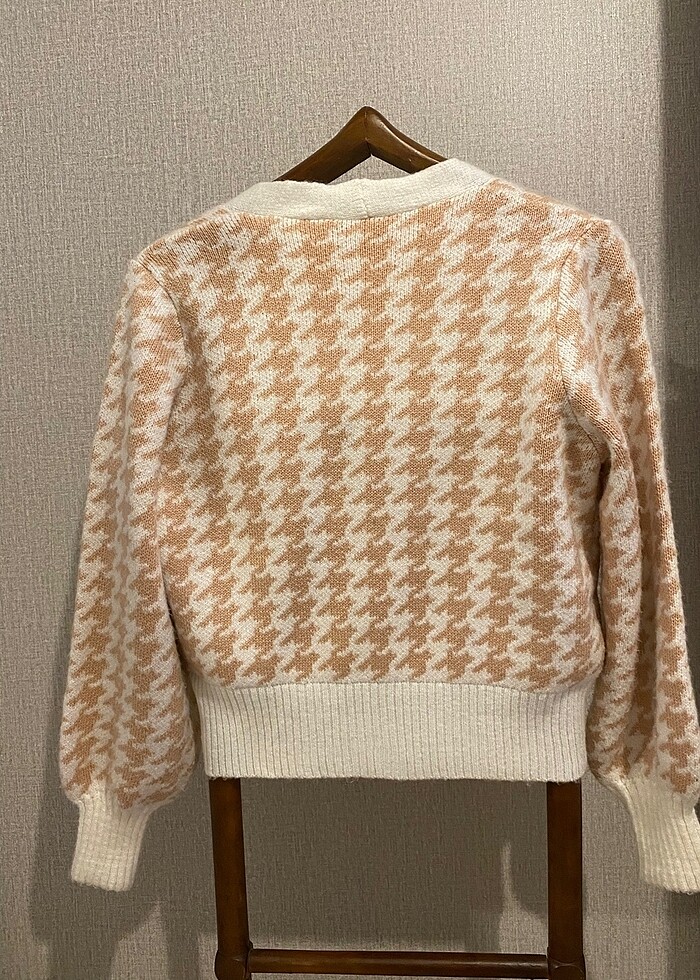 Kadın hırka krem açık pudra pembe - Görsel 2