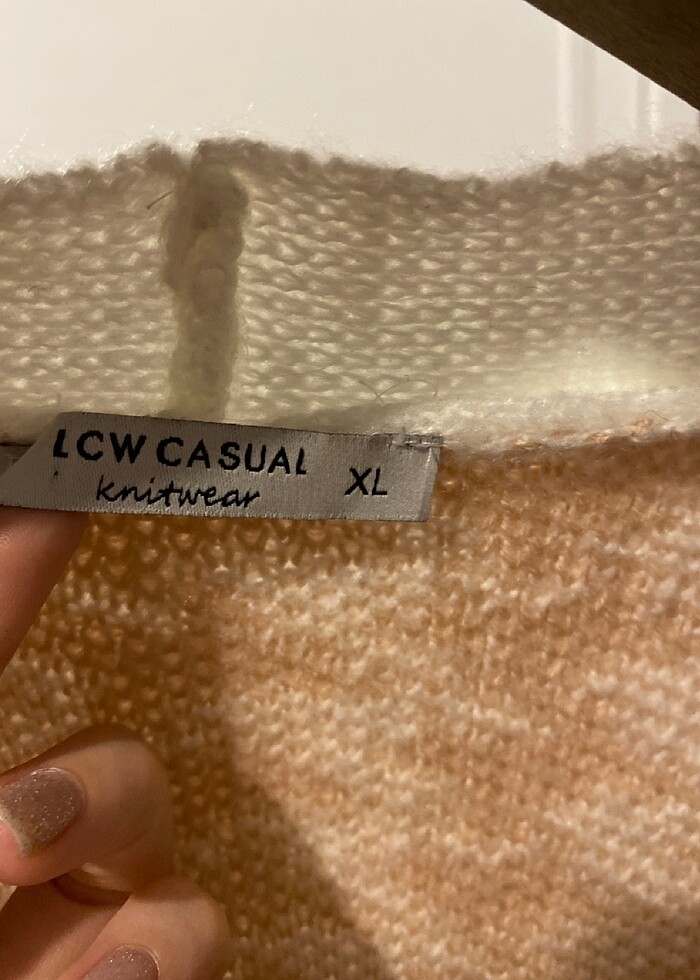 Kadın hırka krem açık pudra pembe - Görsel 3