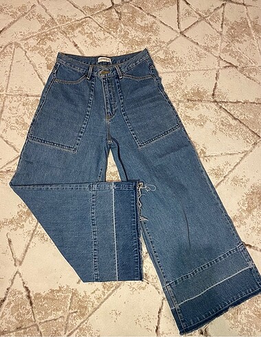 Zara kadın bol paça kot pantolon jean