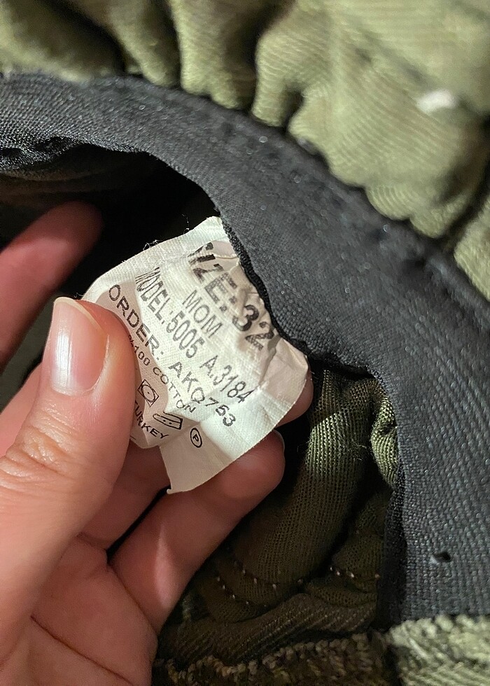 Kadın mom jean kot pantolon haki - Görsel 3