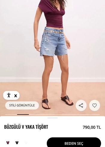 Büzgülü V Yaka Bordo Kadın Bluz - Görsel 2