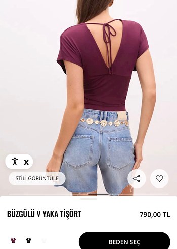 Büzgülü V Yaka Bordo Kadın Bluz - Görsel 4
