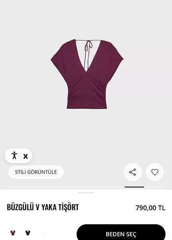 Büzgülü V Yaka Bordo Kadın Bluz - Görsel 5