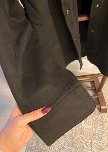 Düğmeli Siyah erkek Süet Ceket - Görsel 8