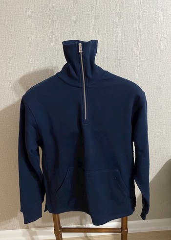 Erkek Lacivert Yarım Fermuarlı Sweatshirt - Görsel 3