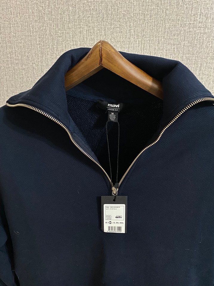 Erkek Lacivert Yarım Fermuarlı Sweatshirt - Görsel 2