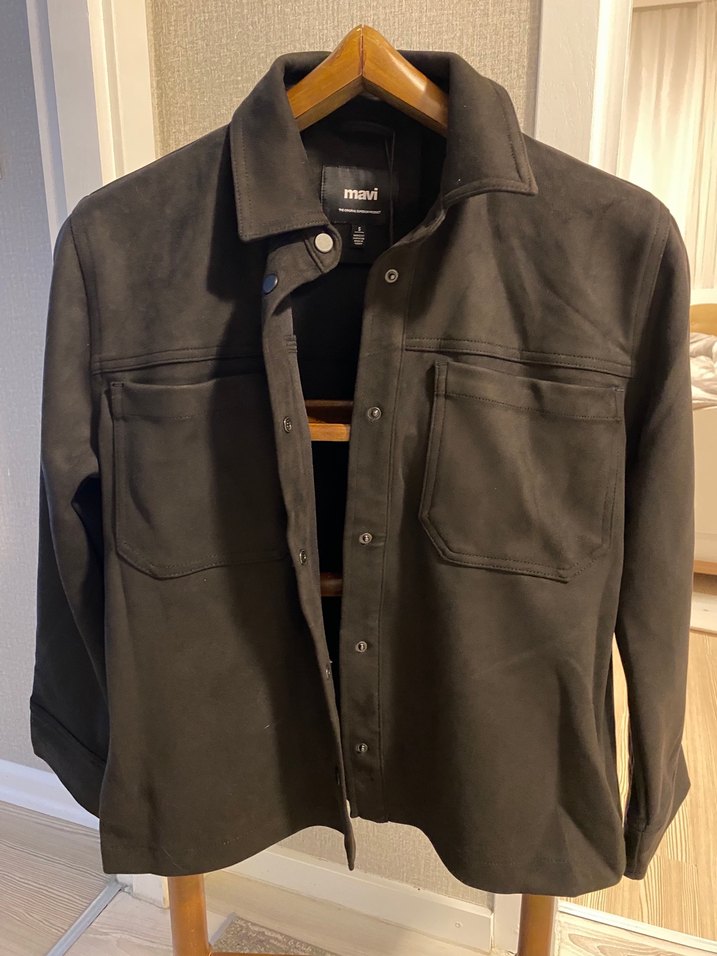 Düğmeli Siyah Süet erkek Ceket - Görsel 4