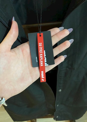 Kadın Siyah Midi Yağmurluk Kemerli - Görsel 4