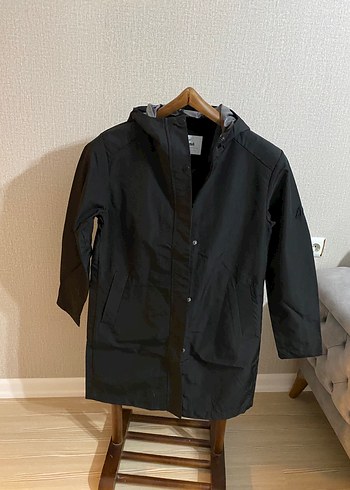 Kadın Siyah Midi Yağmurluk Kemerli - Görsel 3