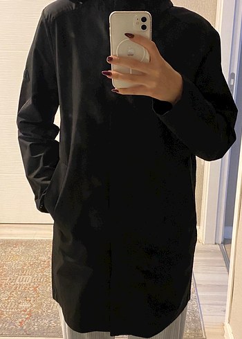 Kadın Siyah Midi Su Geçirmez Kemerli Yağmurluk - Görsel 10