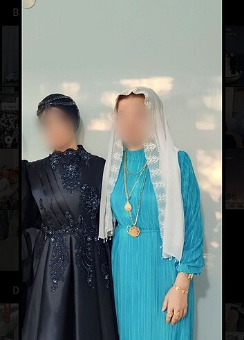 Pileli şık mavi elbise