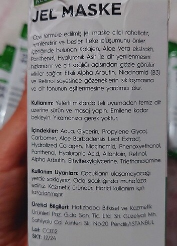 Beden CLASY Aloe vera Jel Maske