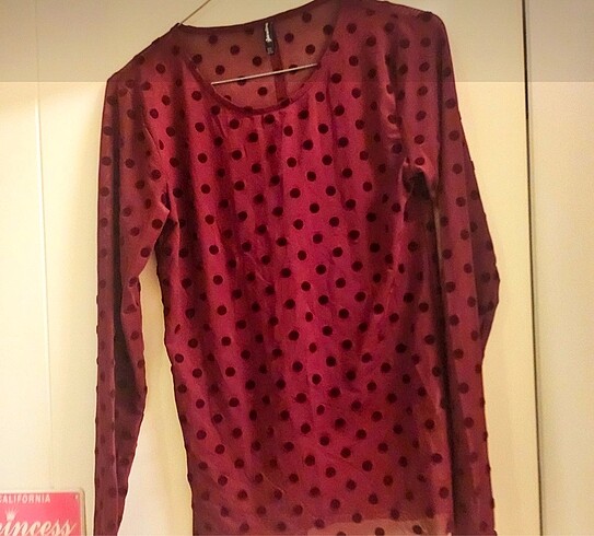 Stradivarius yeşil ve bordo yarı transparan 2 bluz