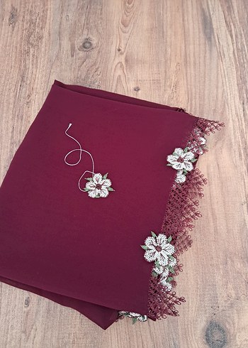 Armine Bordo Dantel Detaylı Kadın Fular