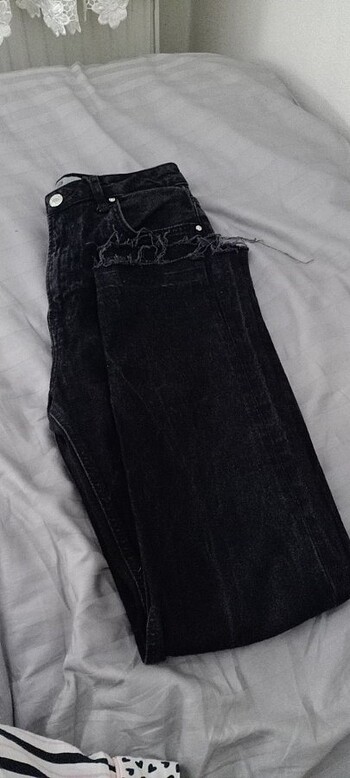 Siyah Jeans Boru Pantolon 