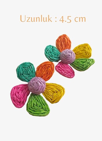 Zara Renkli Çiçekli Hasır Kadın Küpe