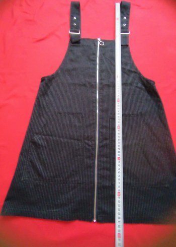 Kadın Siyah Çizgili Fermuarlı Kısa Salopet - Görsel 5