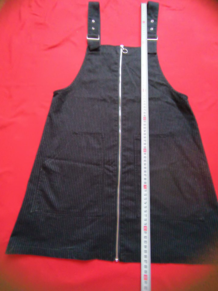 Kadın Siyah Çizgili Fermuarlı Kısa Salopet - Görsel 5