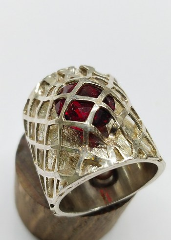 Beden EL İŞÇİLİĞİ GÜMÜŞ GARNET YÜZÜK