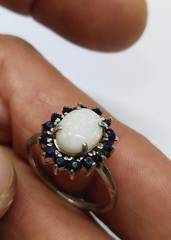 Bohem Opal ve Safir Vintage Yüzük