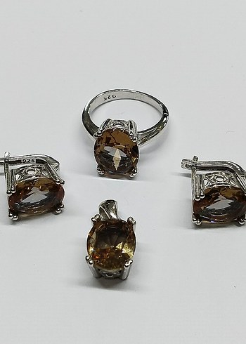  Beden altın Renk 925 AYAR GÜMÜŞ SULTANİT SET