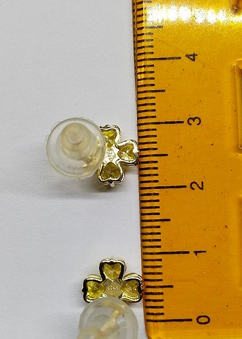 Beden sarı Renk Sarı Mini Çiçekli Payetli Küpe