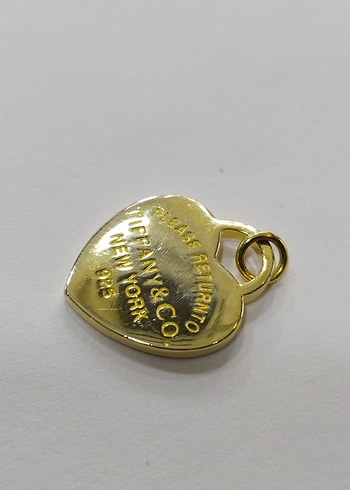 Tiffany & Co. Altın Renkli Zincir Detaylı Kalp Kolye Ucu - Görsel 8