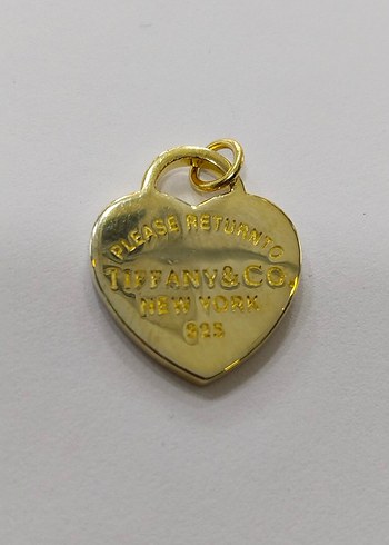 Tiffany & Co. Altın Renkli Zincir Detaylı Kalp Kolye Ucu - Görsel 9