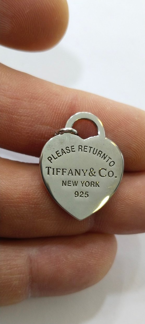 Tiffany & Co. Altın Zincir Detaylı Vintage Kalp Charm - Görsel 2