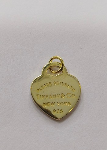 Tiffany&Co Altın Renkli Zincir Detaylı Kalp Kolye Ucu - Görsel 8
