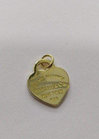 Tiffany&Co Altın Renkli Zincir Detaylı Kalp Kolye Ucu - Görsel 11